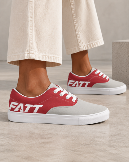 FATT Turntable Women's Lace Up Canvas Shoe — model view with complete FATT lettering