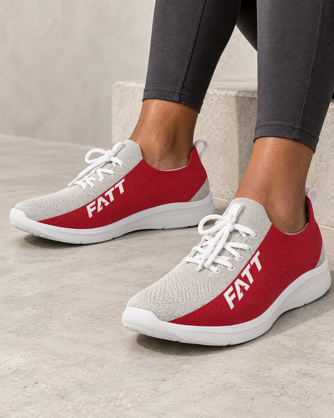 FATT Turntable Women's Lace Up Flyknit Shoe — new model close-up showing side and front angles
