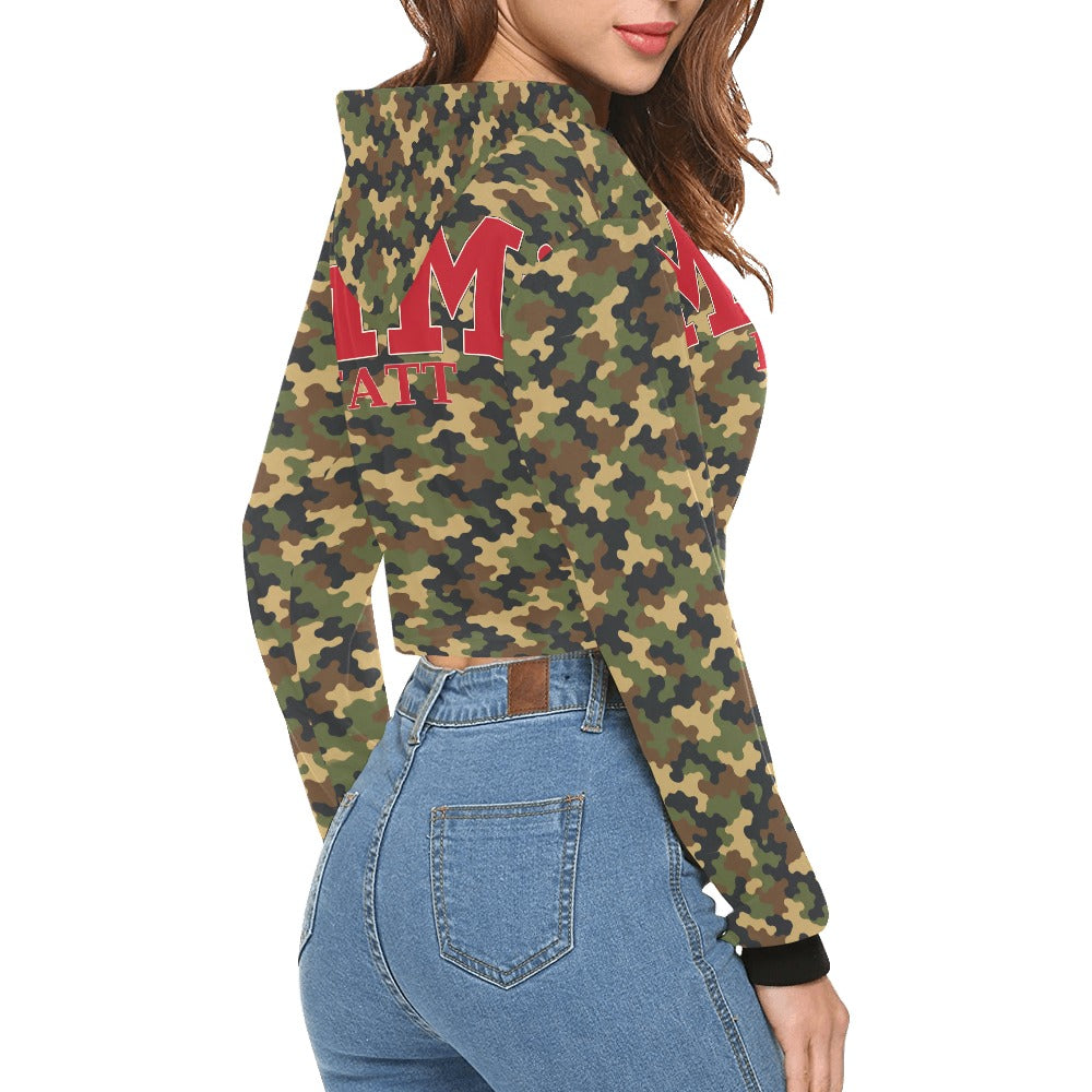 MiMi by FATT Women’s Cropped Hoodie — Black, Red & Camouflage